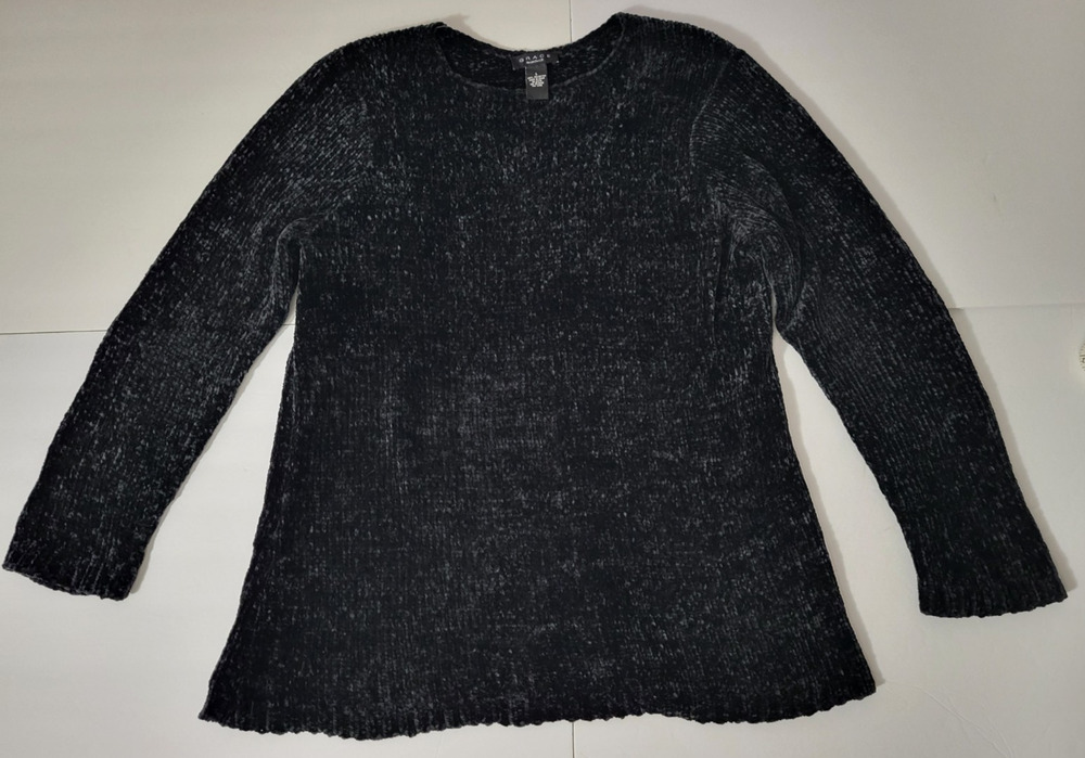 Grace Elements Womens Large Black Chenille Knit Sweater Long Sleeve Pullover